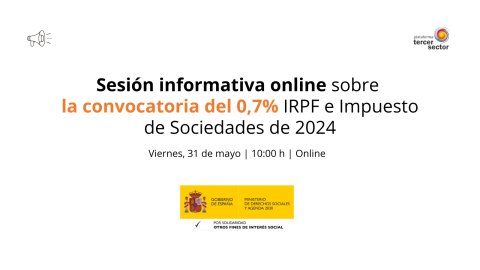 Sesión informativa online sobre la convocatoria del 0,7% IRPF e Impuesto de Sociedades 2024