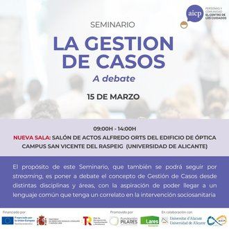 Seminario 'La Gestión de Casos, a debate', el próximo 15 de marzo en la Universidad de Alicante