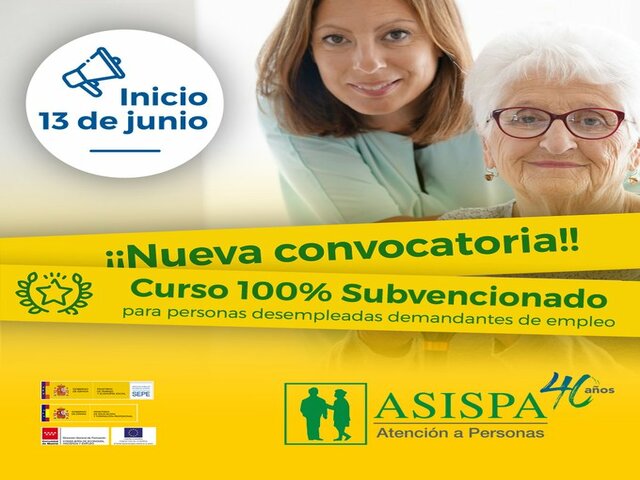 ASISPA. Curso subvencionado 100% para personas desempleadas demandantes de empleo
