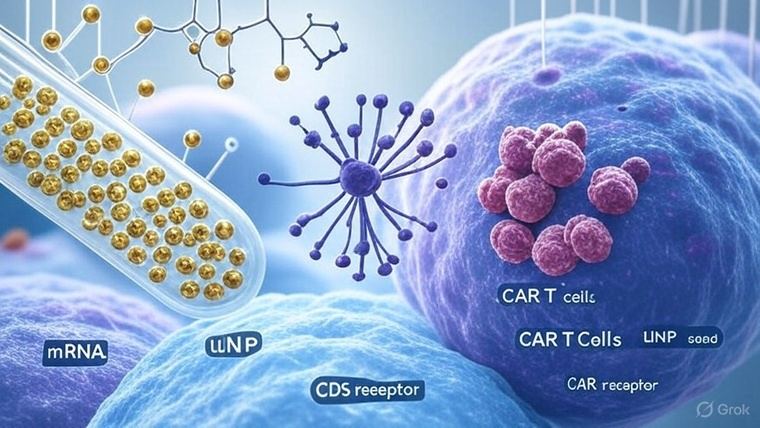 Revolución en terapia CAR T: fabricación directa en el organismo mediante ARN y nanopartículas