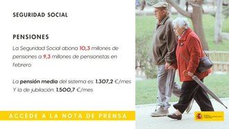 La Seguridad Social paga 10,3 millones de pensiones en febrero