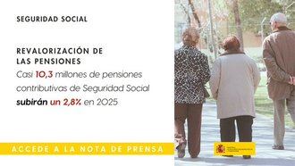 Casi 10,3 millones de pensiones contributivas de Seguridad Social subirán un 2,8% en 2025