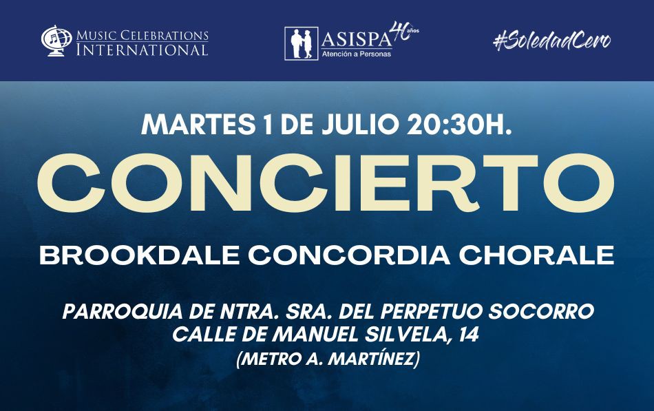 Concierto benéfico #SoledadCero en Madrid con Brookdale Concordia Chorale
