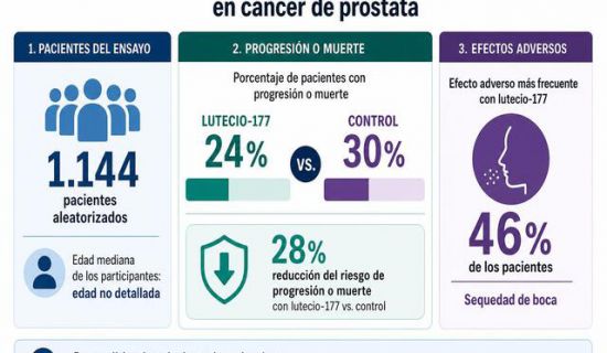 Un ensayo clínico internacional en fase 3 ha comprobado que añadir la terapia con radioligandos de lutecio-177 al tratamiento hormonal estándar retrasa de 