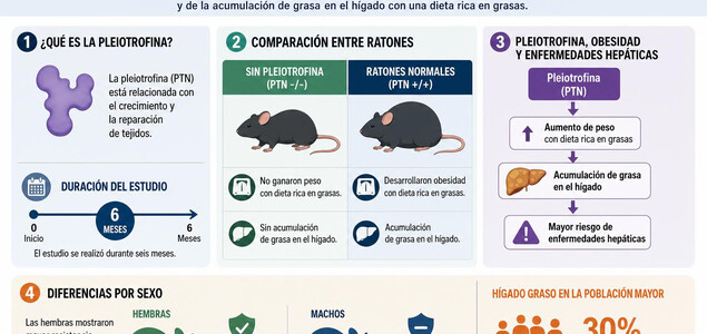 Un grupo de investigadores ha identificado una proteína que podría estar detrás de la acumulación de grasa en el hígado asociada a la obesidad. Eliminarla 